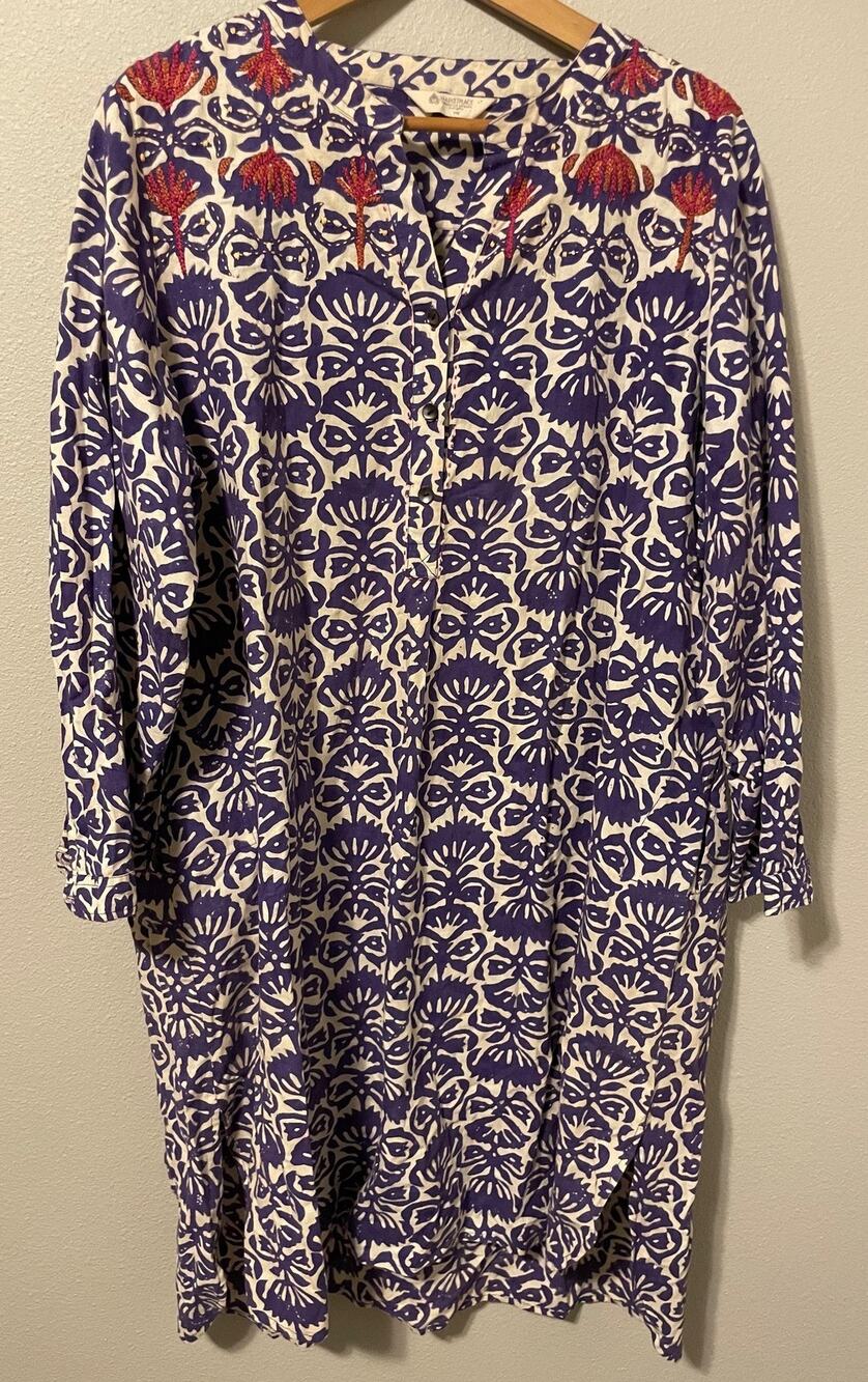 MarketPlace Handwork Of India Dress Womens 1W Purple Floral Cotton Kaftan Boho